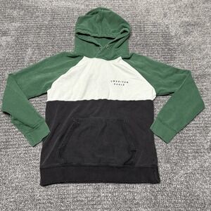 American Eagle Mens Hoodie Sweatshirt M Green Black White Colorblock Pullover